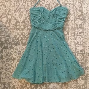 Betsey Johnson Evening Turquoise silk Dress